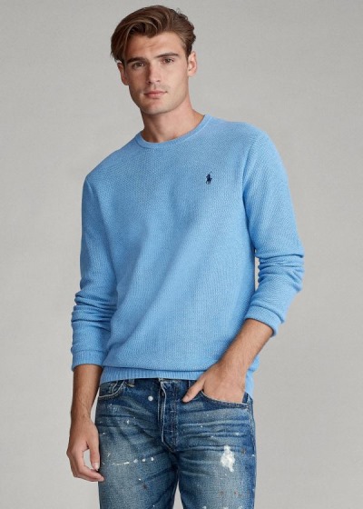 Sueter Polo Ralph Lauren Hombre Azul Rey Azules - Cotton Crewneck - EQDAI6045